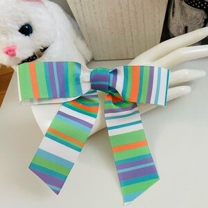 🆓free with purchase 🆓Green and Blue Striped Hair Bow Accessory